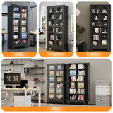 PAOFIN 75" H Locking Display Cabinet with Glass Door, Metal Curio Cabinets with 5 Adjustable Shelves, Tall Liquor Cabinet Display Case for Living Room, Wine, Clinic, Home - Assembly Required Black PAOFIN