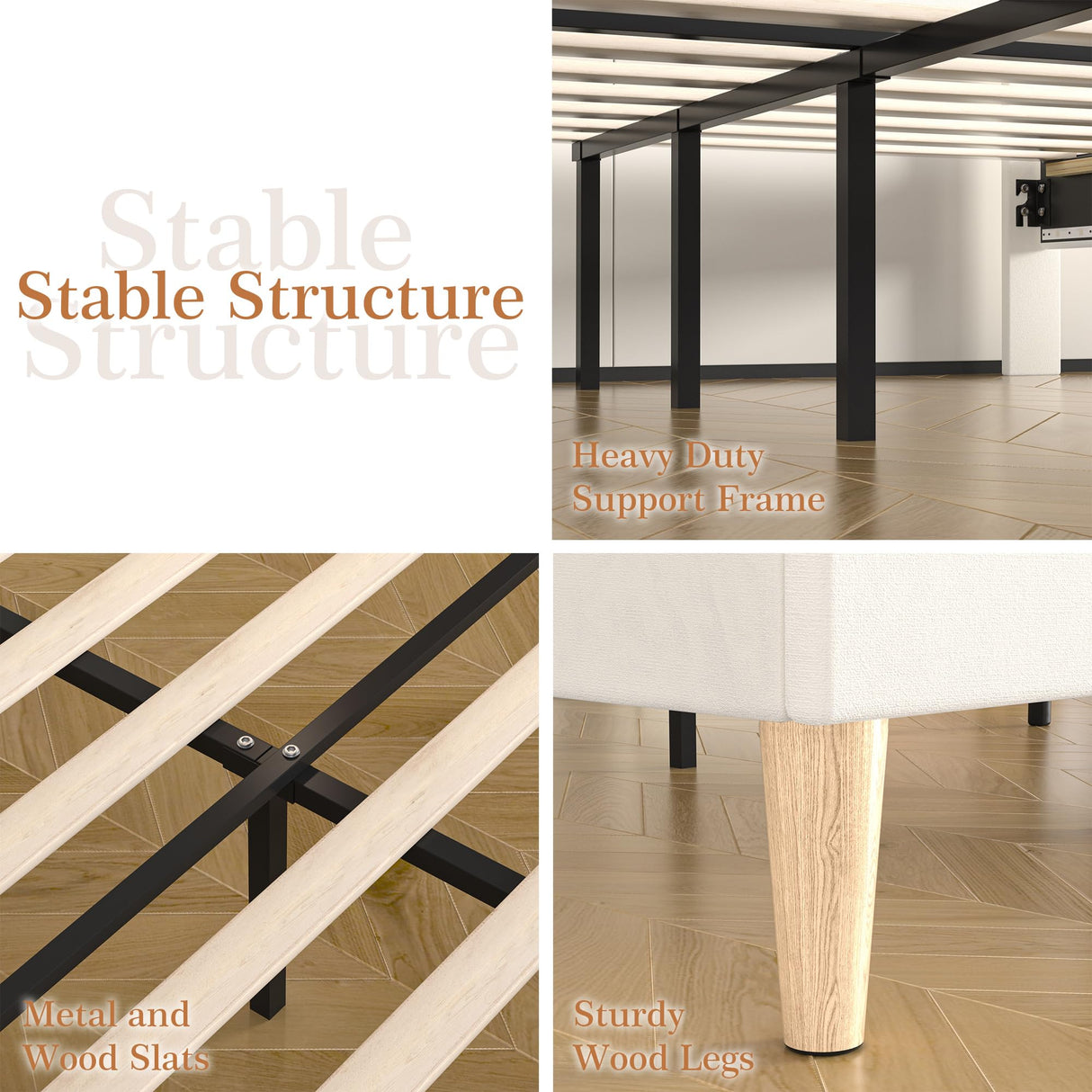 VECELO Full Size Bed Frame with LED Lights, Upholstered Velvet Headboard with Charging Station, Metal and Wood Slats, No Box Spring Needed, Noise Free, Beige VECELO