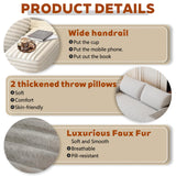 63" Cloud Loveseat Sofa - Boneless Deep Seat 2-Seater, No Assembly Foam Floor Couch, Plush Corduroy Fabric, Modern Living Room Sofa for Small Space Apartment, Bedroom, Office (White, 63") Klwenas Maec