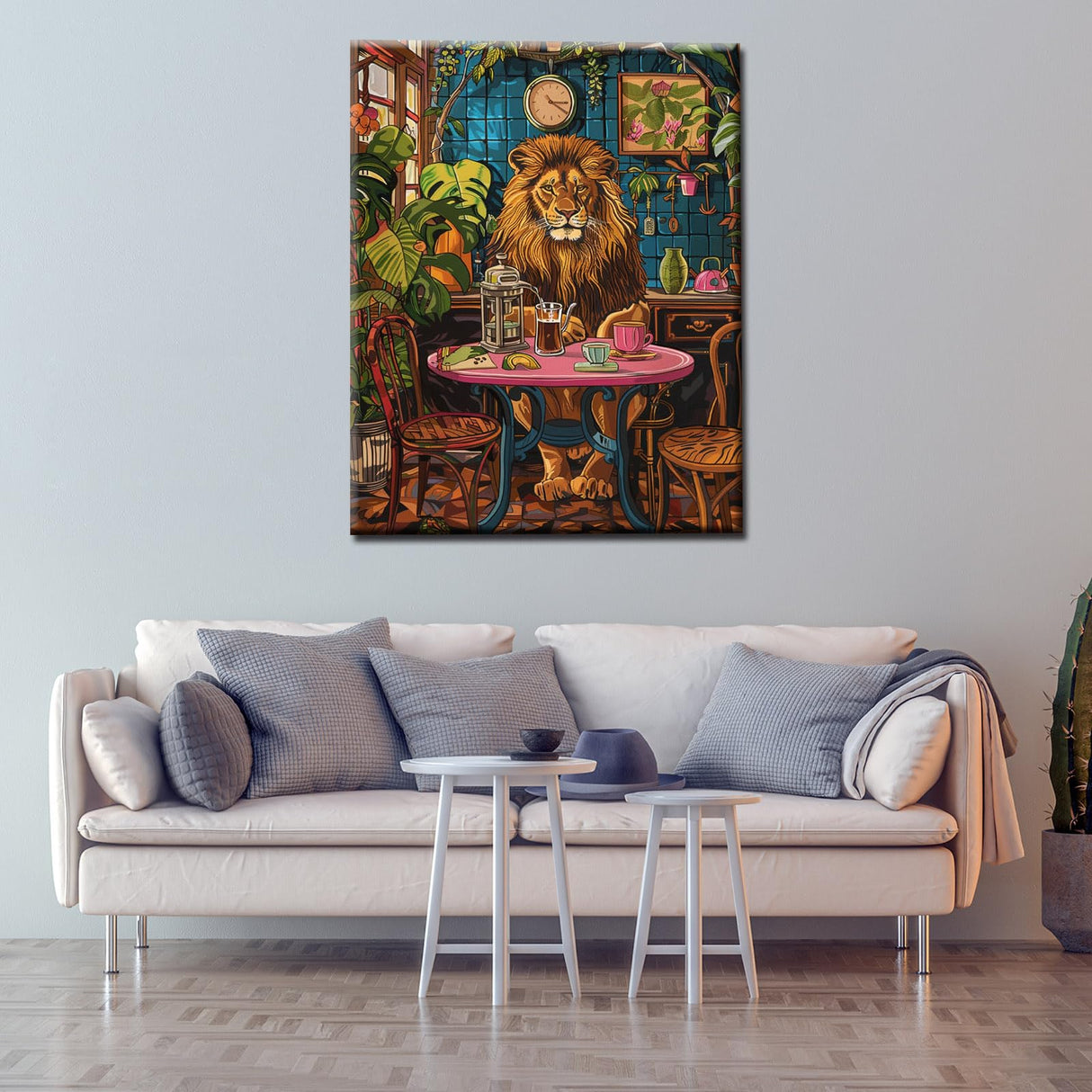 Wildlife Lion Paint by Numbers Kits Children,Jungle Green Leaves Paint by Numbers Boho Bohemia Painting Kits on Canvas for Home Wall Decor Without Framed 16''W x 20''H Aihonmin