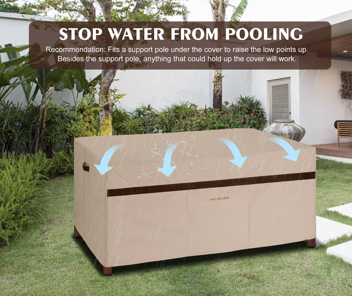 Patio Rectangular Table and Chair Set Cover 109''L Waterproof Outdoor Furniture Covers 600D Durable UV Resistant Windproof Large Lawn Patio Dining Oval Table and Chair Covers High Top Table Cover PATIOASIS