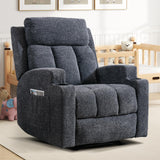 CANMOV Manual Recliner Chair with Massage and Heat,Soft Fabric Recliner Chair with Overstuffed Arm and Back, Manual Reclining Single Sofa with 2 Cup Holders, Side Pocket for Living Room,Dark Grey CANMOV