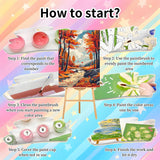 4 Pack Framed Paint by Numbers Kit for Adults Beginners-Four Season Adult Paint by Number Kits on Canvas Framed, Landscape DIY Acrylic Oil Painting by Numbers for Adults for Gift Home Decor(8x12inch) Arttoplus