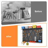 WALMANN 113 PCS Pegboard Wall Organizer Kit with Pegboard Hooks, Bins, Shelves, Pegboard Tools Storage System for Garage, Workbench, Modular Peg Board Tool Organizer Board with Hooks(Black) WALMANN