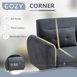 Shintenchi 47" Modern Linen Loveseat Sofa with 2 Pillows - Dark Grey | Compact, Stylish & Comfortable for Apartments, Studios & Small Spaces Shintenchi