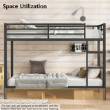 EMKK Metal Bunk Bed Full Over Full with Guardrails,Bedframe,Bunk Beds for Dorm,Bedroom,Guest Room,Heavy Duty Metal Slats, Noise Free, No Box Spring Needed, Black EMKK