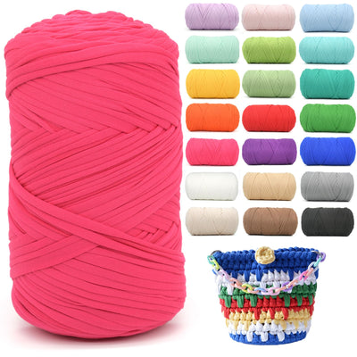 400g Tshirt Yarn for Crochet,Hot Pink T Shirt Soft Elastic Fabric Chunky Thick T-Shirt Crochet Yarn for Crocheting Knitting Beginner Hand Knitting for Bag/DIY Craft/Home Decor-Hot Pink