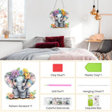 Hanging Diamond Art Kits for Adults Beginners, Elephant Flower Diamond Painting Pendant Kit, DIY Acrylic 5D Special Shaped Crystal Diamond Gem Art Painting Hanging Ornament for Home Wall Decor Genius maker