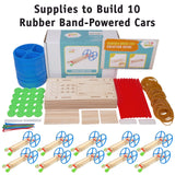 Rubber Band Car Kit – 10 Pack STEM Kits for Kids Ages 8-14, DIY Wooden Car Building Set for Classroom Projects, Science Experiments & Educational Crafts STEM Inventions