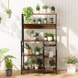 SUPERJARE Rustic Brown Bakers Rack with Power Outlet and Open Storage Space SUPERJARE