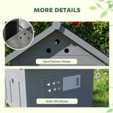 PawHut Duck Coop, Wooden Duck House, Outdoor Small Animal House with Openable Roof, Double Doors, Removable Base for 1-3 Ducks, Light Gray PawHut