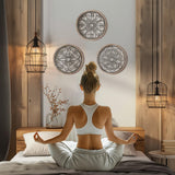 Walasis Wall Decor Rustic Farmhouse Wood - Distressed Metal Wall Art for Living Room 11.8in Flower Boho Wall Decorations Outdoor Medallion Hanging Decor for Bedroom Office Bathroom Kitchen Walasis