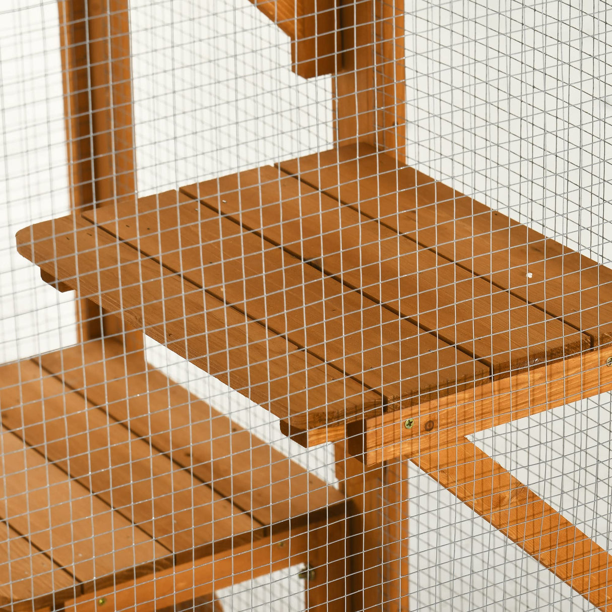 PawHut Outdoor Cat House, Catio Wooden Feral Cat Shelter, Cat Cage with Platforms, Large Enter Door, Weather Protection Asphalt Roof, 71" L, Orange PawHut