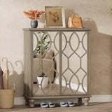 Tribesigns Mirror Shoe Cabinet, 5-Tier Large Modern Shoe Organizer Cabinet with Doors, Wooden Shoe Storage Cabinet for Entryway, Freestanding 25-Pair Shoe Rack, Light Brown (Decal Mirror) Tribesigns