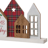 Glitzhome Farmhouse Table Christmas Decor, Rustic Wooden House Block Table Top Christmas Decorations, Home Merry Christmas Sign Desk Shelf Ornaments, Winter Holiday Xmas Tabletop Centerpiece Sign Glitzhome