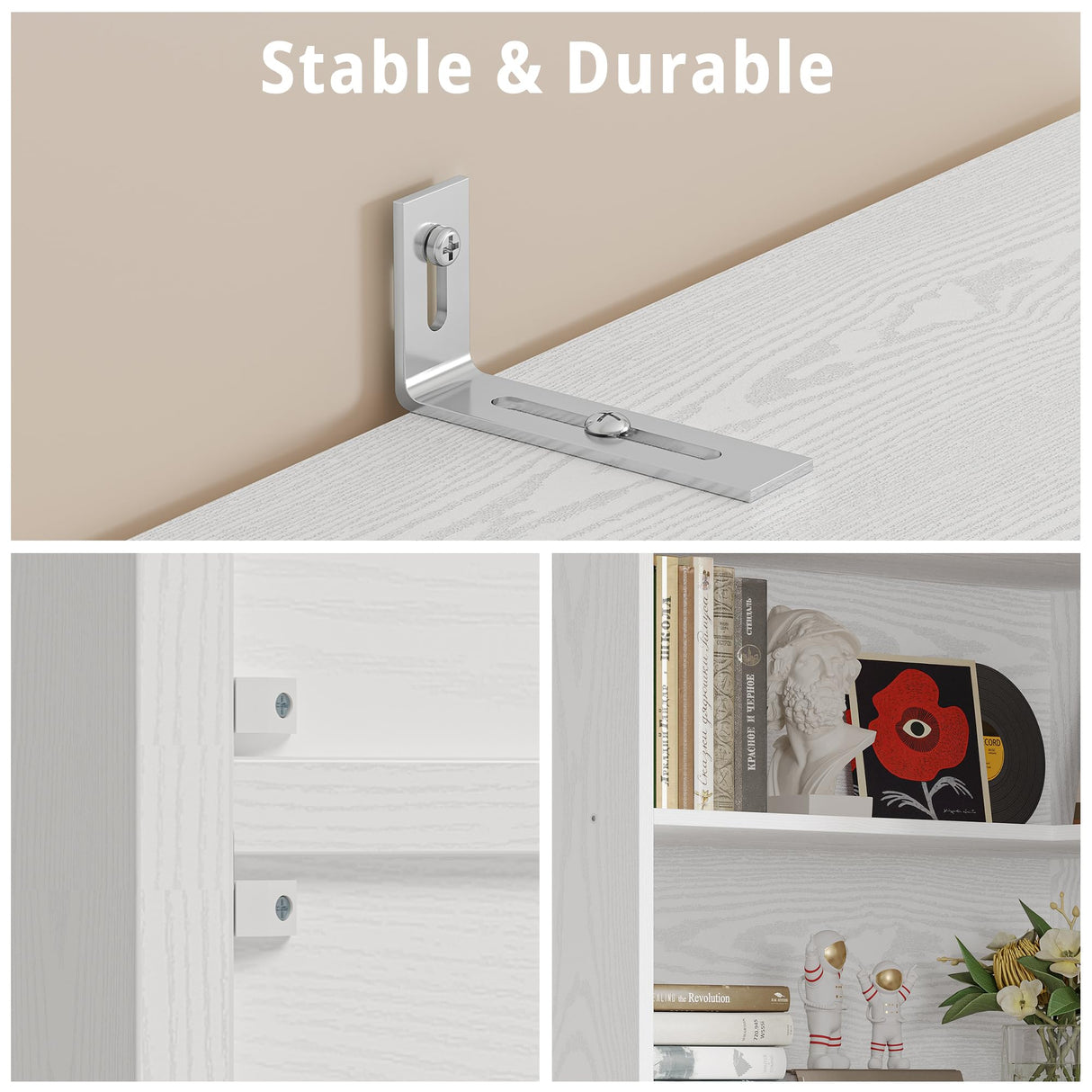 IRONCK 81" Corner Bookshelf with Door, 6 Tiers Lagre Bookshelves with Storage Rack, Tall Bookcase for Living Room Home Office, White IRONCK