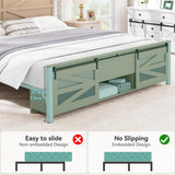 YITAHOME King Size Farmhouse Bed Frame with Sliding Barn Door Storage Cabinets, Platform Bed Frames with 47.2" Headboard, Solid Metal Slats Support, Noiseless, No Box Spring Needed, Oak YITAHOME
