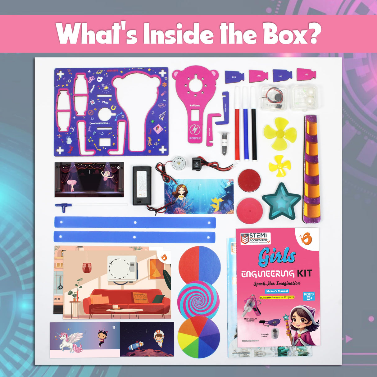 ButterflyEdufields 100+ STEM Projects | Girls Mini Engineering Kit for Ages 8 10 12 15 Years | Ultimate DIY Science Experiments for Kids | Educational Engineering Toys Best Birthday Gift idea Butterfly EduFields