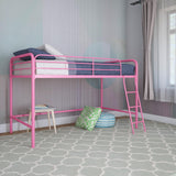 DHP Jett Junior Twin Metal Loft Bed, Pink DHP