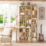 FOTOSOK 8-Tier Media Tower Rack, 11.6 X 9.3 X 71 Inches CD DVD Slim Storage Cabinet with Adjustable Shelves, Tall Narrow Bookcase Display Bookshelf for Home Office, Natural FOTOSOK