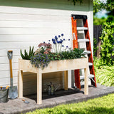 DUMOS Raised Garden Bed with Legs, 48x24x30in Wood Elevated Planter Box w/Bed Liner for Herbs Flowers Vegetables, 300lbs Capacity Outdoor Gardening Planters for Patio Balcony Backyard, Natural Wood DUMOS