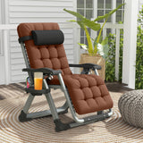 YOMIFUN Oversized Zero Gravity Chair, XL Lounge Chair 29” Width, Padded Recliner Chair W/Removable Cushion & Adj Headrest, Storage Bag, Footrest Cushion, Cup Holder, for Indoor Outdoor, Brown YOMIFUN