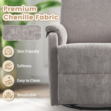 Korser Recliner Chairs, Swivel Rocking Recliner Chair for Adults, Glider Rocking Chair, Small Nursery Recliner for Living Room, Reclining with Modern-Designed Armrests, Chenille, Grey Korser