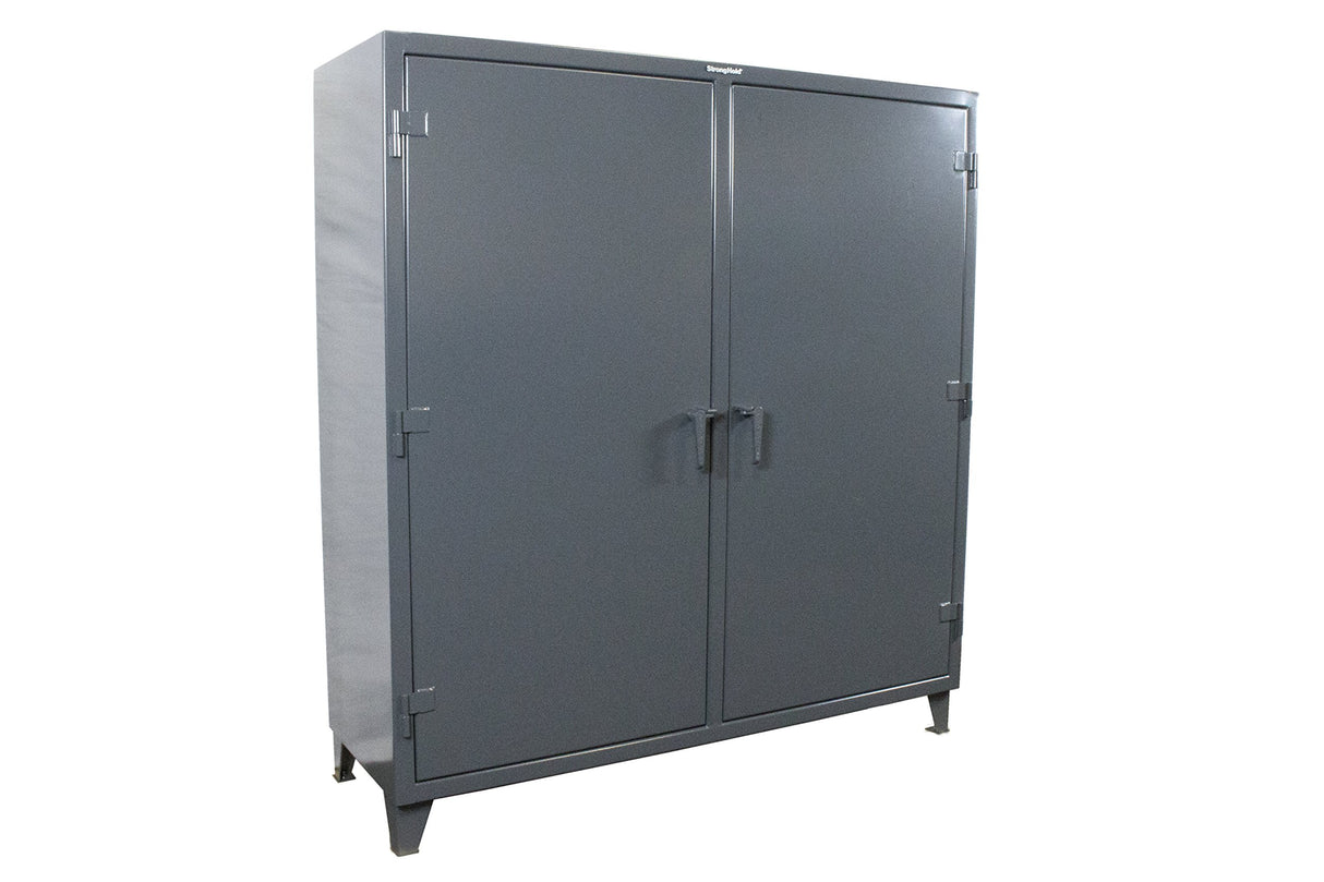 Strong Hold, 60" W x 24" D x 78" H, Industrial Cabinet, Heavy-Duty, Welded and Assembled, 12-GA Steel, Independent Locking Doors, 4 Adjustable Strong Hold