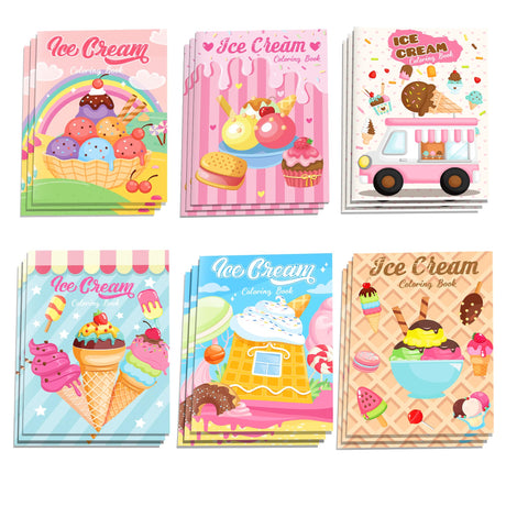 12pcs Ice Cream Coloring Books for Kids - Summer Desserts & Sweet Treats (Donuts, Cupcakes, Ice Cream Designs) | DIY Art Activity Books for Preschoolers,Kindergarten,Party Favors & Classroom Supplies MOZUI