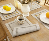 Aoztio Burlap Placemats Set of 4, 12 x 18 Inch Rustic Geometric Hollow Place Mats, Heat Resistant Placemats for Farmhouse Kitchen Table Decor, Coffee 4PCS Aoztio