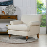 Jennifer Taylor Home Alana Lawson Accent Arm Chair Metal Casters, Light Beige Linen Jennifer Taylor Home
