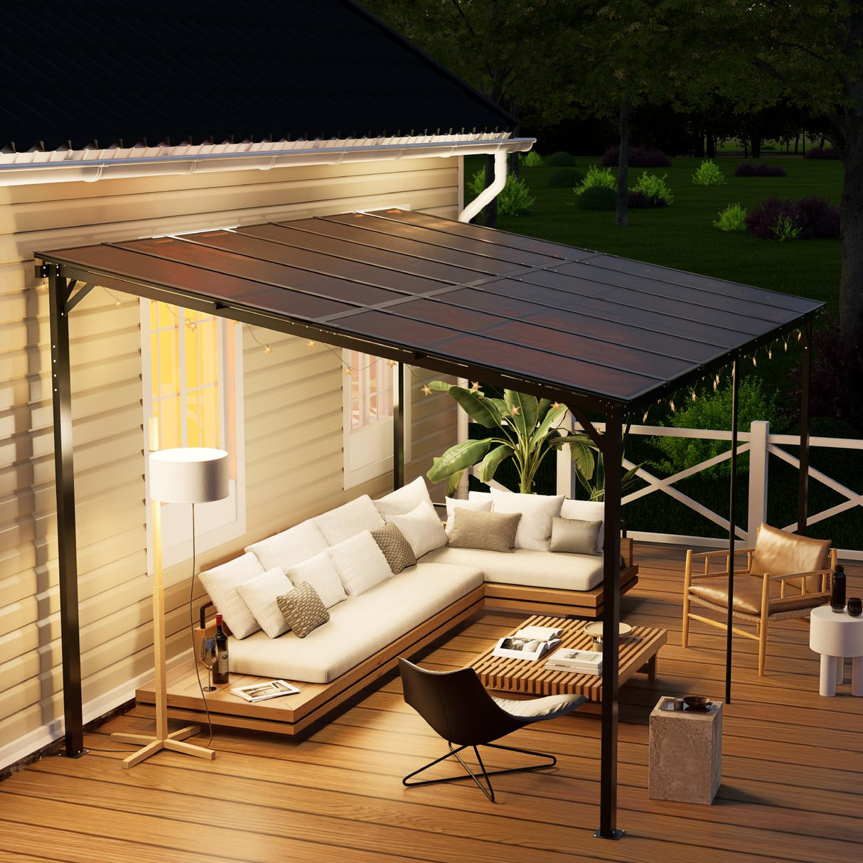 Yalissey 10'×14' Patio Gazebo with Waterproof Fuzzy Strip, Innovative Base Support Pergola, Wall Mounted Gazebo for Backyard, Decks, Garden Yalissey