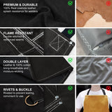 ARCCAPTAIN Leather Welding Work Apron 24" X 36" Heat Flame Resistant Cowhide Blacksmith Aprons with 6 Tool Pockets for Welders Men Women, Adjustable M to XXXL-Black ARCCAPTAIN