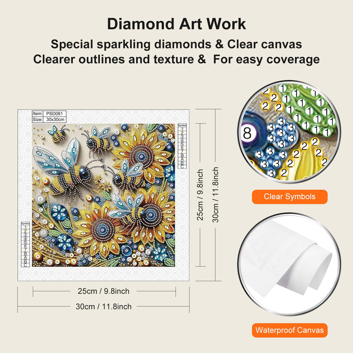 WSLWXSHM 5D Special Shape Diamond Art Kits for Beginners, Diamond Painting Kits for Adults Sunflower Bee, Crystal Rhinestones Diamond Painting for Home Wall Decoration Gift 12×12inch/30×30cm, Flower WSLWXSHM