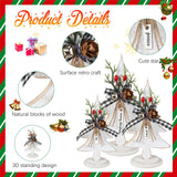 Soaoo 3 Pcs Wooden Christmas Trees Tabletop Decoration Rustic Wood Christmas Trees Xmas Centerpieces Freestanding Table Farmhouse Xmas Centerpiece for Table Home Decor (Red Berry,Large) Soaoo