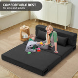 SUYOLS Folding Sofa Bed with Pillows- Convertible Chair Floor Couch & Sleeping Mattress, Foldable Memory Foam Sleeper for Living Room/Dorm/Guest Room/Home Office/Apartment/Loft, Full, Dark Gray SUYOLS