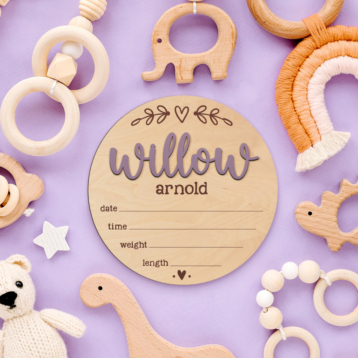 3D Personalized Wooden Baby Name Announcement Sign, 3 Optional Sizes, 39 Font Colors, Birth Announcement Sign, Newborn Name Sign, Baby Shower Nursery Gift Customization Mill