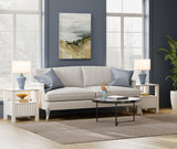 WAMPAT Living Room Table Set of 3, Modern Fireplace TV Stand for 75 inch TV with 5 Storages, 2 Wood End Table LED Night Stand with Door for Living Room, Bedroom, White WAMPAT