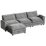 Homall 119" Modular Sectional Sofa, L Shaped Sofa Couch with Reversible Ottoman, DIY Combination Chenille Deep 3-Seat Cloud Couch for Living Room, Apartment (Light Grey, L Shaped Sofa) Homall