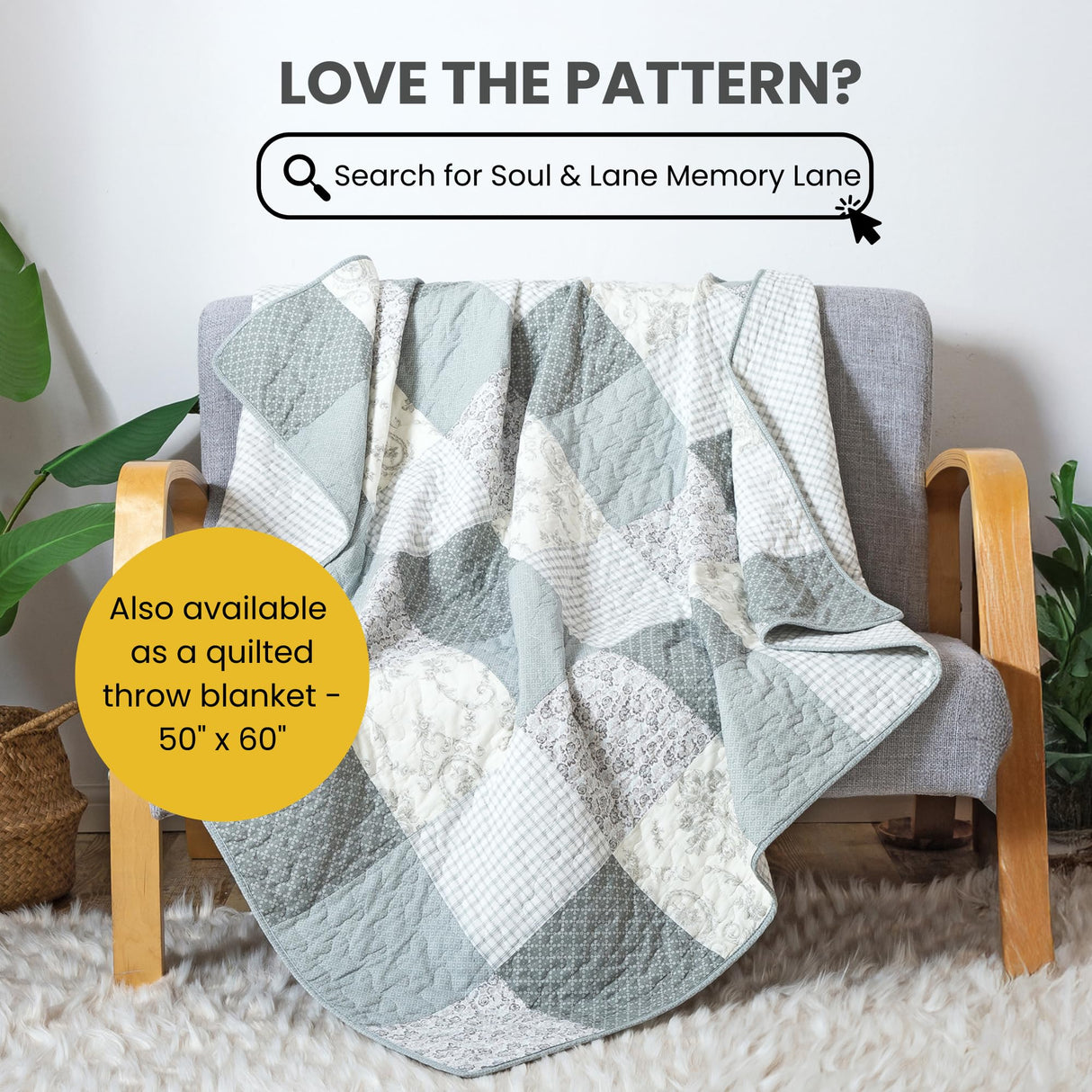 Soul & Lane Memory Lane 3-Piece Cotton Quilt Set - Queen Size with 2 Shams, Sage Green Patchwork Quilted Comforter, Lightweight Country Pieced Bedspread, Neutral Modern Farmhouse Bedding Soul & Lane