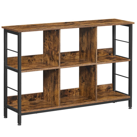 VASAGLE Bookshelf, Cube Shelf, Console Table, TV Stand with 6 Storage Cubes, for Office, Living Room, Bedroom, 13 x 47.2 x 31.5 Inches Industrial Design, Rustic Brown and Black ULLS104B01 VASAGLE