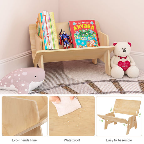 Burlywood Desktop Bookshelf - Stylish Wooden Book Rack for Organising Magazines, Books, and CDs RekRang
