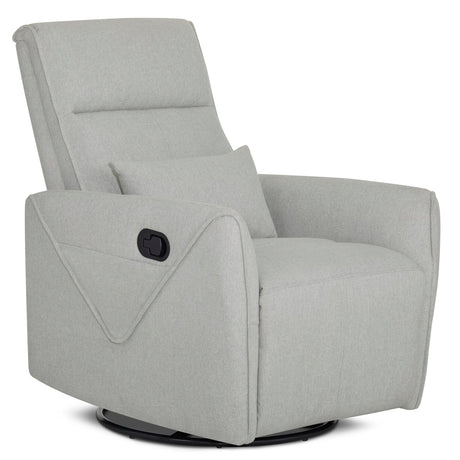 Evolur Sylas Nursery Glider Chair in Luxe Grey - Manual Recliner with 360° Swivel, Lumbar Support, Tufted Back & Side Pockets - Modern Rocking Chair for Baby Room, Nursery & Living Room Evolur