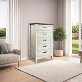 CuisinSmart 5 Drawers Dresser for Bedroom, Wood Tall Chset of Drawers, Farmhouse Dresser Chests with Metal Handle for Bedroom,Living Room,Hallway and Entryway, Vintage Yellow CuisinSmart