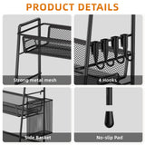 VITVITI 3-Tier Bathroom Organizer Countertop, Metal Wire Mesh Bathroom Counter Organizer Storage with Basket Hooks, Vanity Tray Shelf, Kitchen Spice Rack (Black) VITVITI