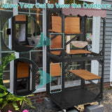 Catio Outdoor Cat Enclosure,Cat House with Wheels,Upgraded cat Scratching Post，Resting Box,Waterproof Roof for Patio Garden (Black, 31.5" L x 31.5" W x 70.9" H) Suumerpety