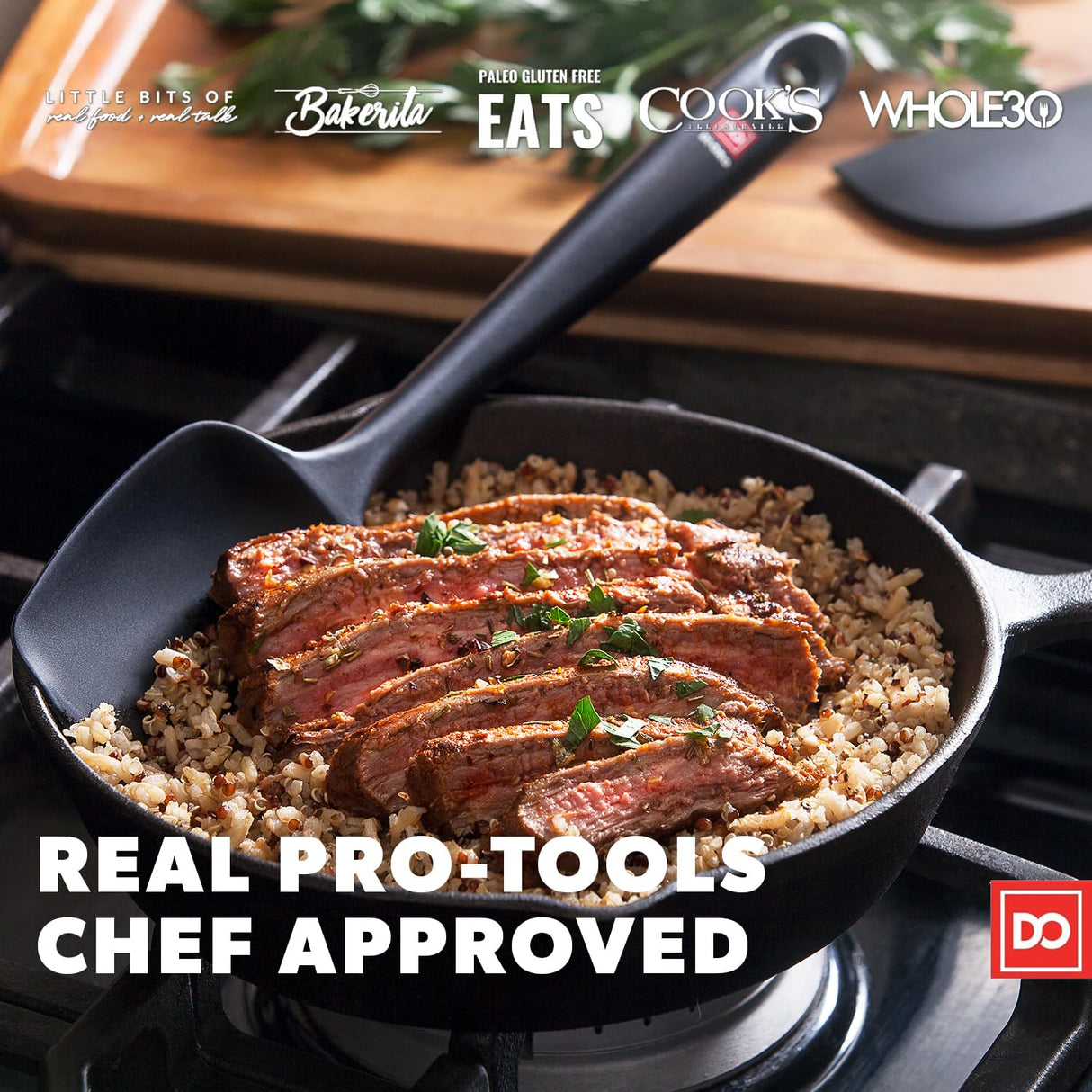 DI ORO Silicone Spatula Set - Rubber Kitchen Spatulas for Baking, Cooking, & Mixing - 600°F Heat-Resistant & BPA Free Silicone Scraper Spatulas for Nonstick Cookware - Dishwasher Safe (3pc, Black) di Oro Living