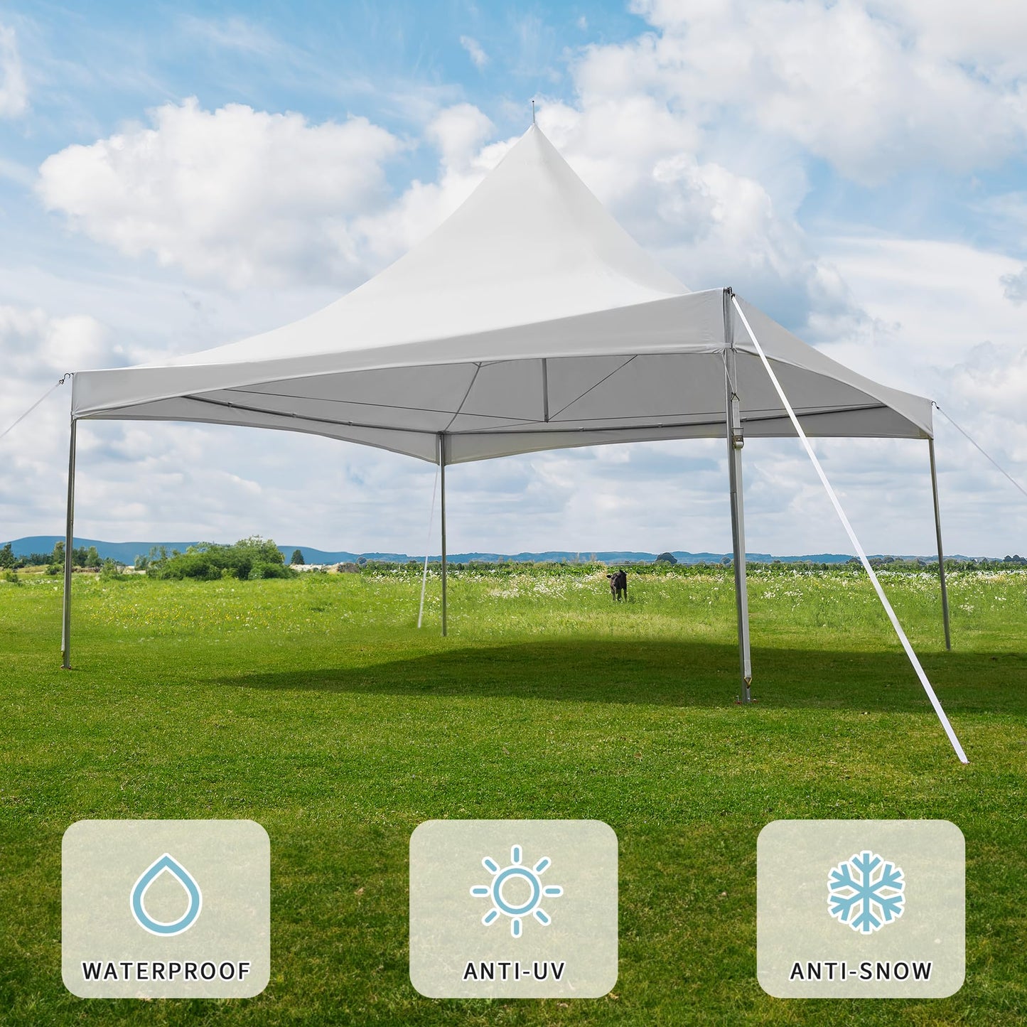 EROMMY 20x20ft Party Tent, Outdoor Wedding Tent, Heavy Duty Peaked Frame Canopy with Fire Retardant PVC Top, 80 Person Capacity Large Canopy Carport, Gazebo Shelter Tent for Event Commercials - WoodArtSupply