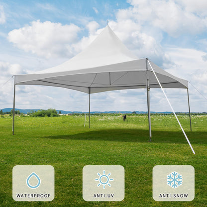 EROMMY 20x20ft Party Tent, Outdoor Wedding Tent, Heavy Duty Peaked Frame Canopy with Fire Retardant PVC Top, 80 Person Capacity Large Canopy Carport, Gazebo Shelter Tent for Event Commercials - WoodArtSupply