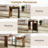 Giantex Nesting Coffee Table Set of 2, Rectangular Stackable Side Tables with Sturdy Metal Frames, Modern Nesting End Tables for Living Room, Bedroom, Rustic Brown Giantex